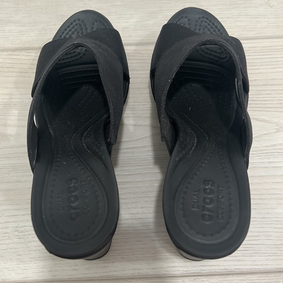 Women’s crock heels elastic  cross cross black size 7 - Picture 3 of 5